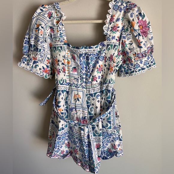 Farm Rio NWT Women's Romantic Bandanas Off-White Romper Size XL - Picture 5 of 14